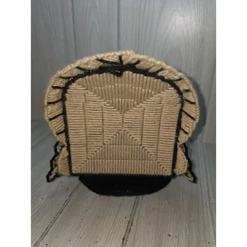 Vtg Handmade Thanksgiving Turkey Plastic Canvas Needlepoint Centerpiece 3D